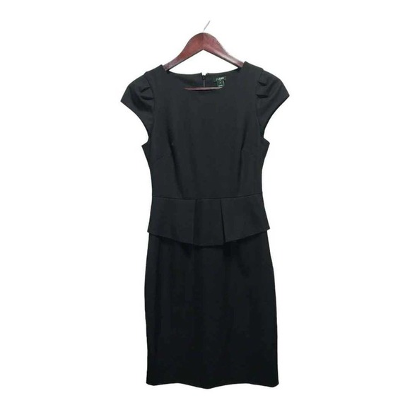 Fitted, Sheath, cap sleeves, black dress by J. Crew. size 0 - Picture 1 of 3